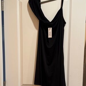 open lace back dress Ishtar One Shoulder Cut Out Maxi Dress in Black main image 1